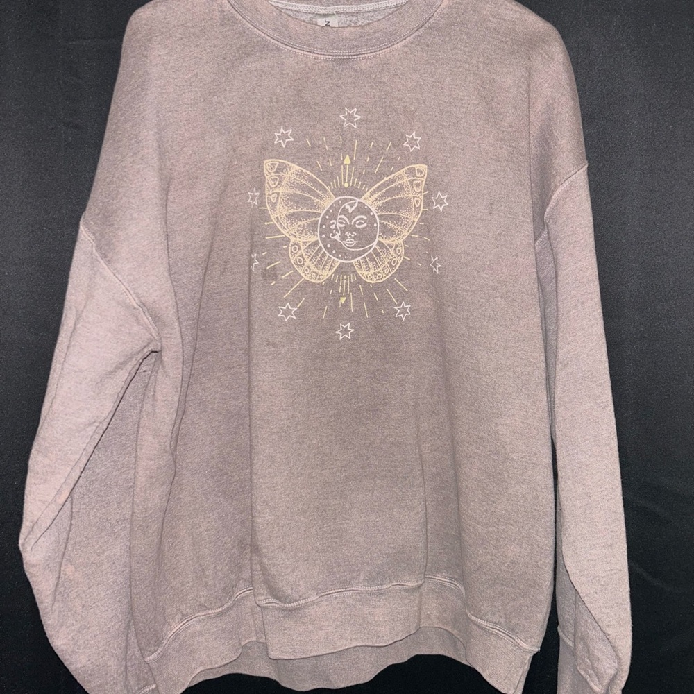 EARTHBOUND Purple Sweatshirt with Gold Butterfly Design